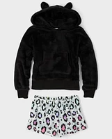 Tween Girls Rainbow Leopard Cozy Fleece Pajamas