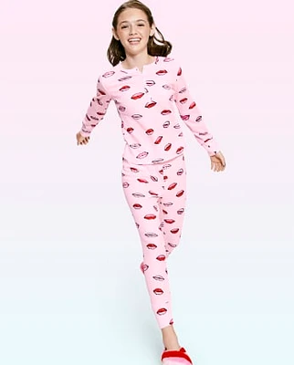 Tween Girls Lips Thermal Pajamas