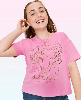 Tween Girls Aries Zodiac Tee