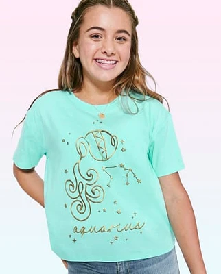 Tween Girls Aquarius Zodiac Tee