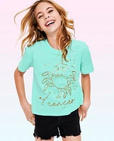 Tween Girls Cancer Zodiac Tee