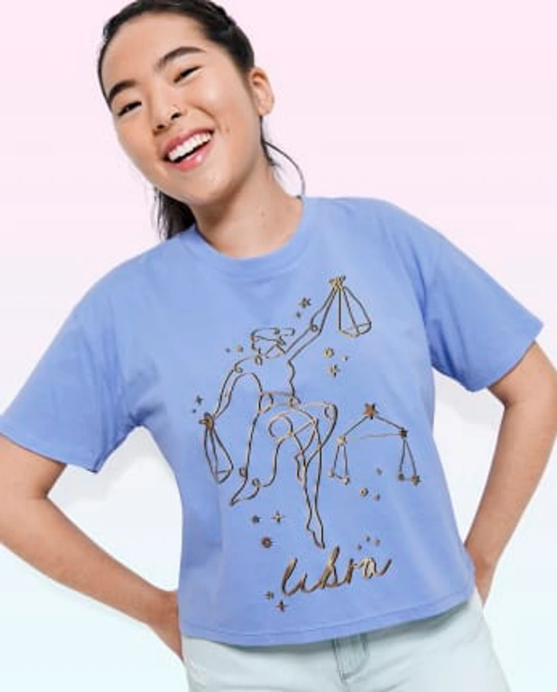 Tween Girls Libra Zodiac Tee