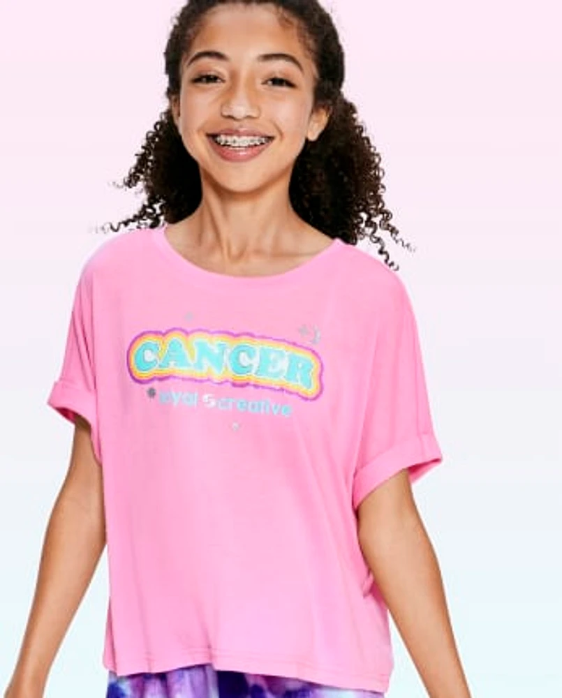 Tween Girls Cancer Zodiac Pajama Tee