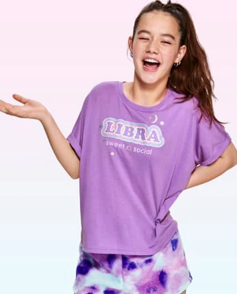 Tween Girls Libra Zodiac Pajama Tee