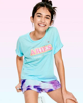 Tween Girls Aries Zodiac Pajama Tee