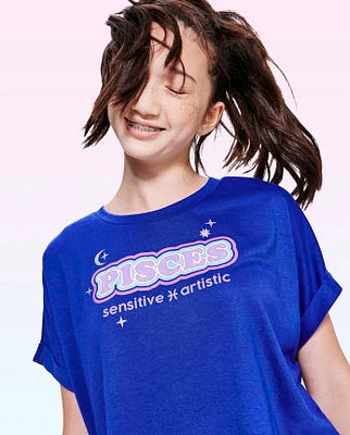 Tween Girls Pisces Zodiac Pajama Tee