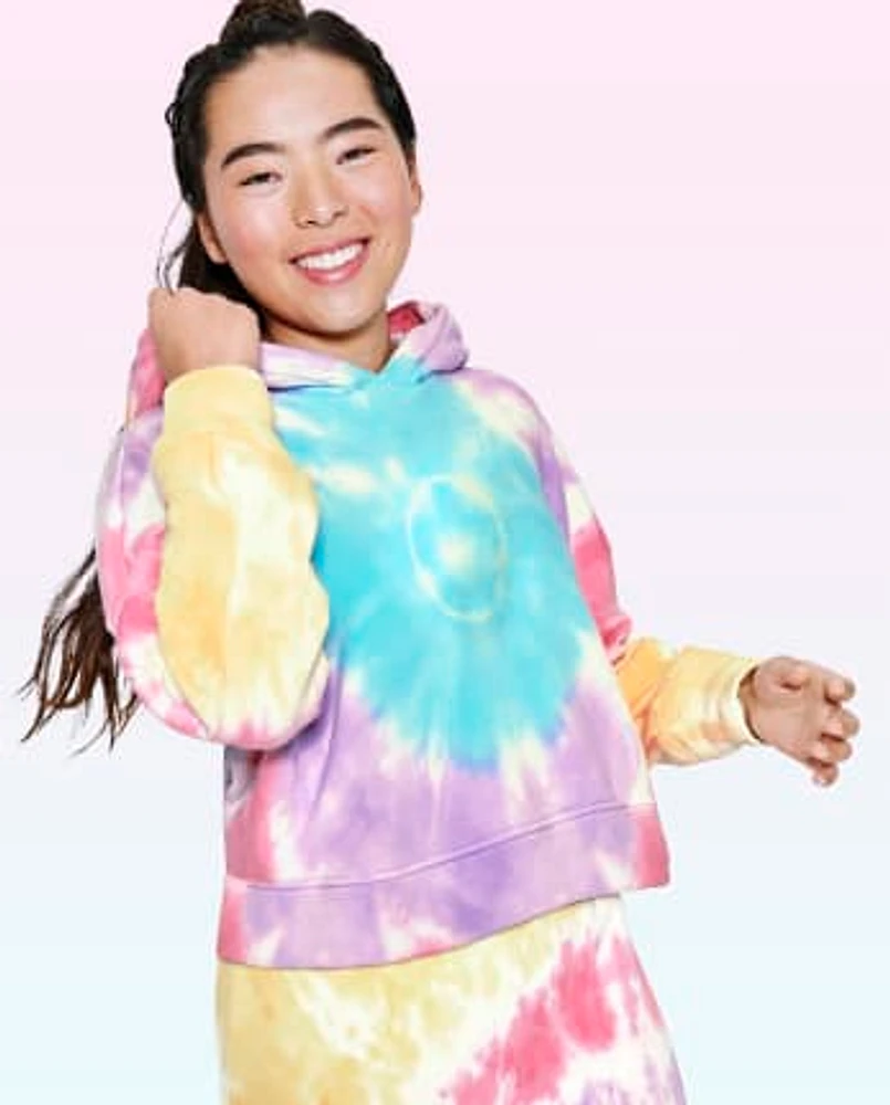 Tween Girls Tie Dye Cropped Hoodie