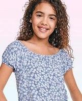 Tween Girls Floral Off Shoulder Top