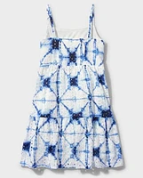 Tween Girls Tie Dye Eyelet Tiered Dress