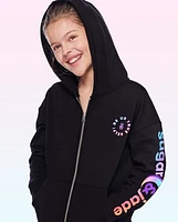 Tween Girls Logo Oversized Zip-Up Hoodie