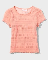 Tween Girls Mesh Smocked Tee