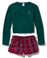 Tween Girls Holiday Henley Pajamas