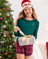 Tween Girls Holiday Henley Pajamas