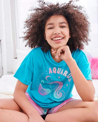 Tween Girls Aquarius Zodiac Sleep Tee