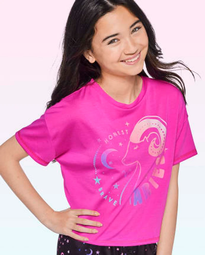 Tween Girls Aries Zodiac Sleep Tee