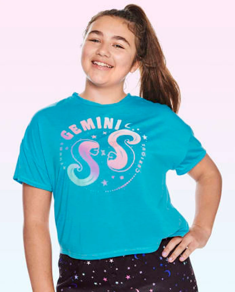 Tween Girls Gemini Zodiac Sleep Tee