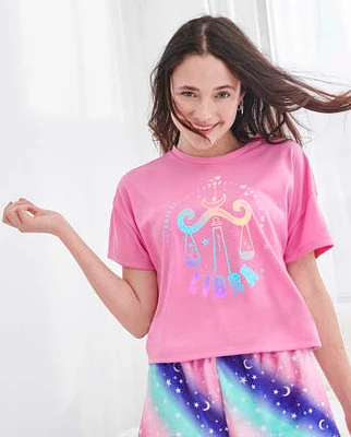 Tween Girls Libra Zodiac Sleep Tee