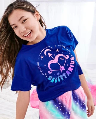 Tween Girls Sagittarius Zodiac Sleep Tee