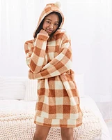 Tween Girls Buffalo Plaid Hoodie Nightgown