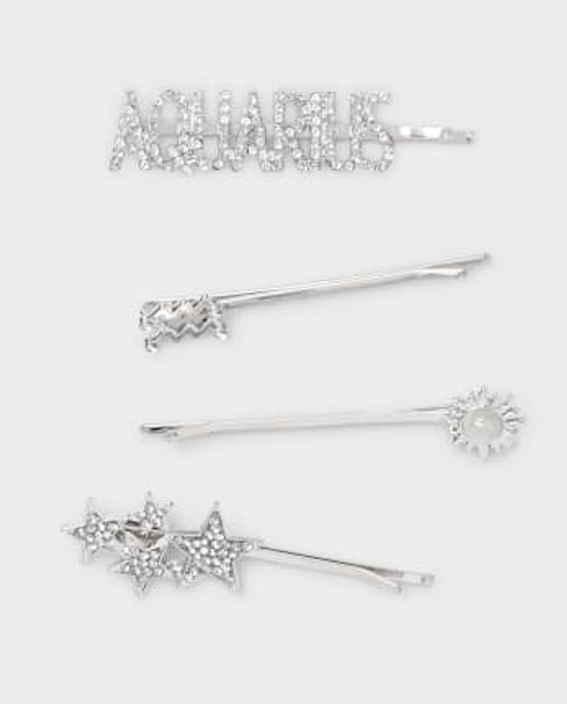 Tween Girls Aquarius Zodiac Bobby Pin 4-Pack