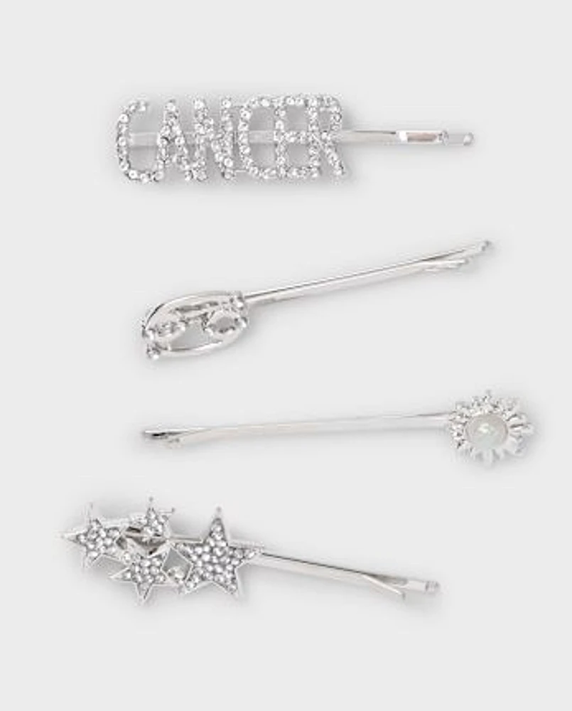 Tween Girls Cancer Zodiac Bobby Pin 4-Pack