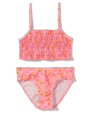 Tween Girls Floral Smocked Bikini Swimsuit