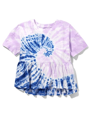 Tween Girls Tie Dye Boxy Peplum Tee