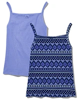 Tween Girls Print Lace Trim Cami 2-Pack