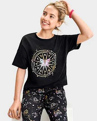 Tween Girls Zodiac Wheel Pajama Top