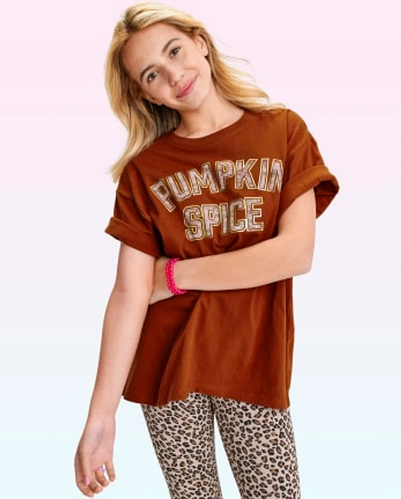 Tween Girls Fall Oversized Graphic Tee