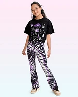 Tween Girls Tie Dye High Rise Flare Leggings