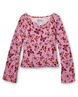 Tween Girls Butterfly Ruched Top