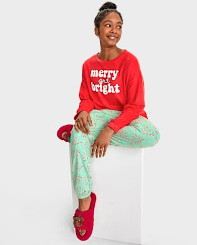 Tween Girls Merry And Bright Fleece Pajamas