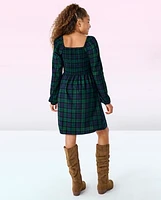 Tween Girls Plaid Smocked Dress