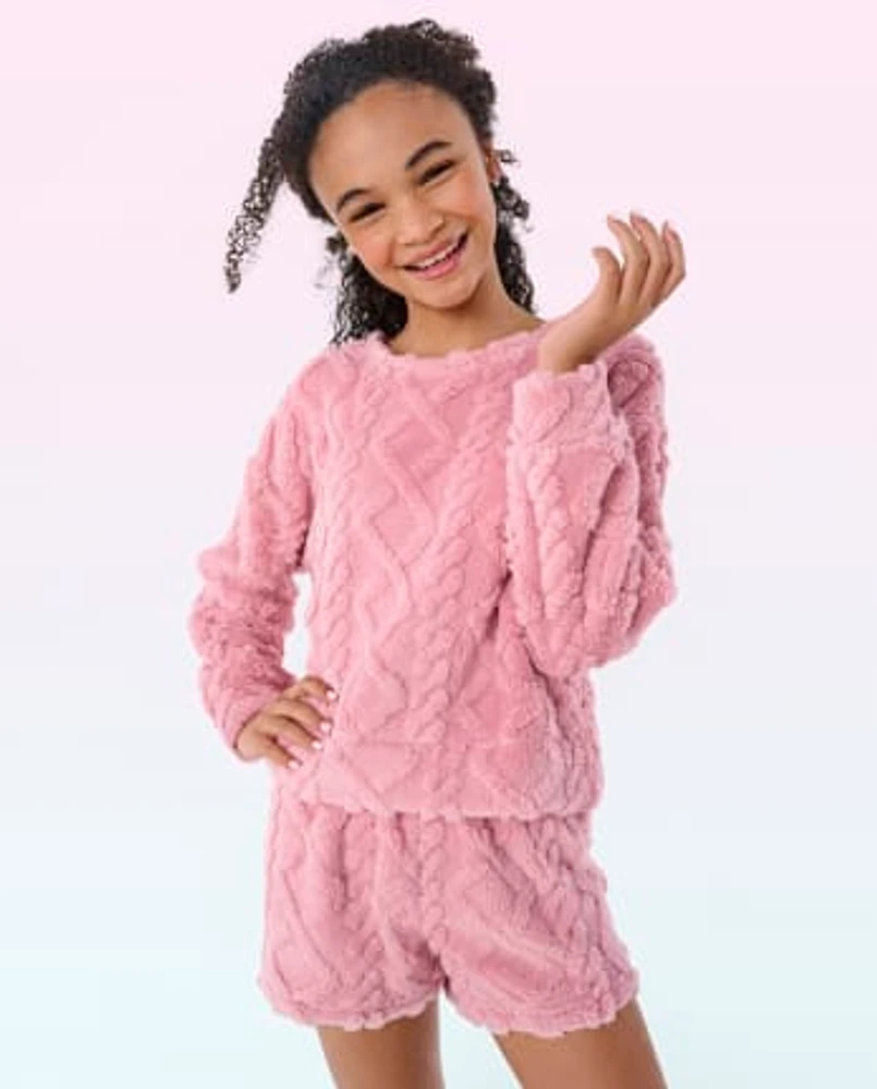 Tween Girls Cable Knit Pajamas