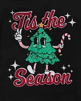 Tween Girls Christmas Tree Oversized Graphic Tee