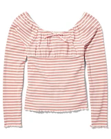 Tween Girls Stripe Ribbed Top