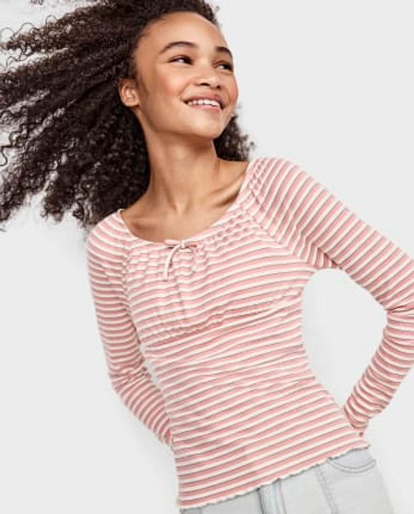 Tween Girls Stripe Ribbed Top