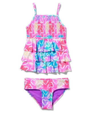 Tween Girls Smocked Ruffle Tankini Swimsuit