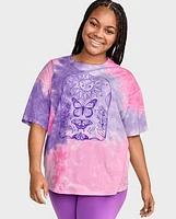 Tween Girls Tie Dye Oversized Graphic Tee