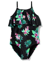 Tween Girls Tropical Ruffle One Piece Swimsuit