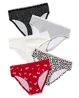 Tween Girls Leopard Stripe Lace Trim Bikini Underwear 5-Pack