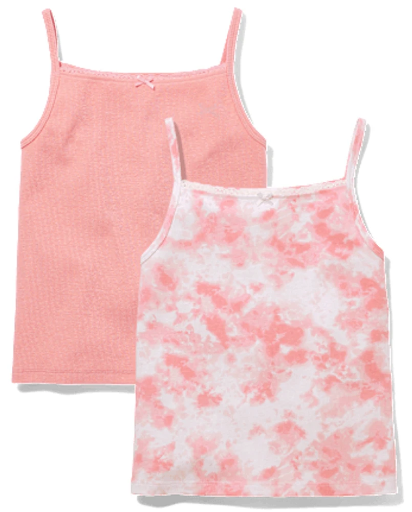 Tween Girls Lace Trim Ribbed Cami 2-Pack