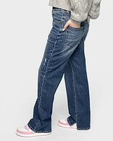 Tween Girls Side Vent Relaxed Straight Jeans