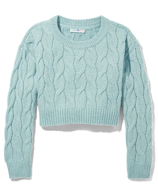 Tween Girls Cable Knit Cropped Sweater