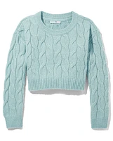 Tween Girls Cable Knit Cropped Sweater