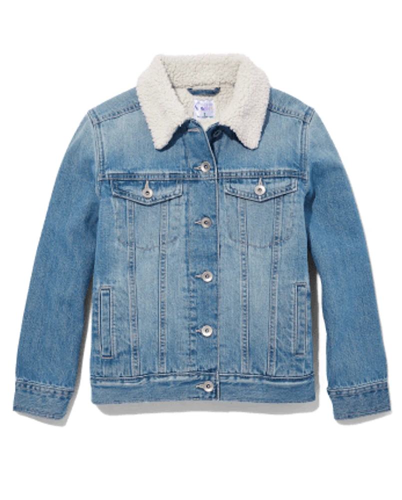 Tween Girls Sherpa-Lined Denim Jacket