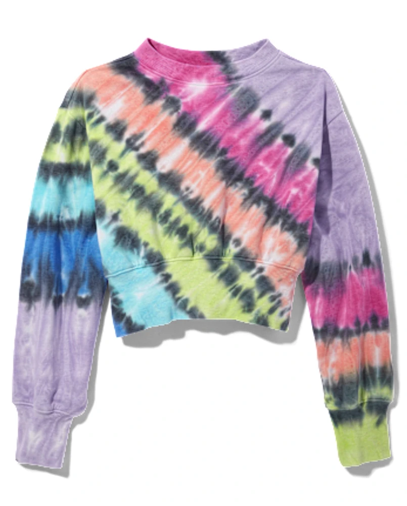 Tween Girls Tie Dye Cropped Sweatshirt