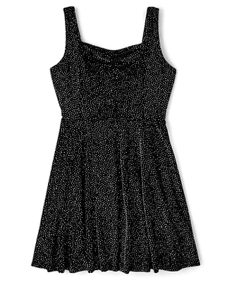 Tween Girls Glitter Velour Fit And Flare Dress