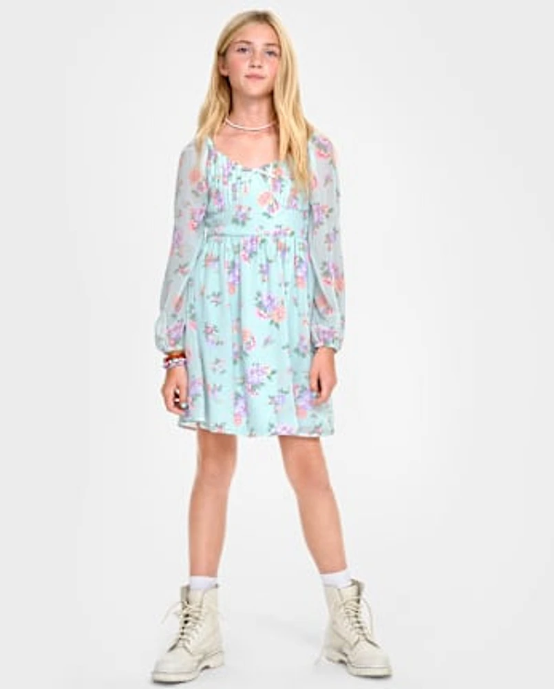 Tween Girls Floral Fit And Flare Dress